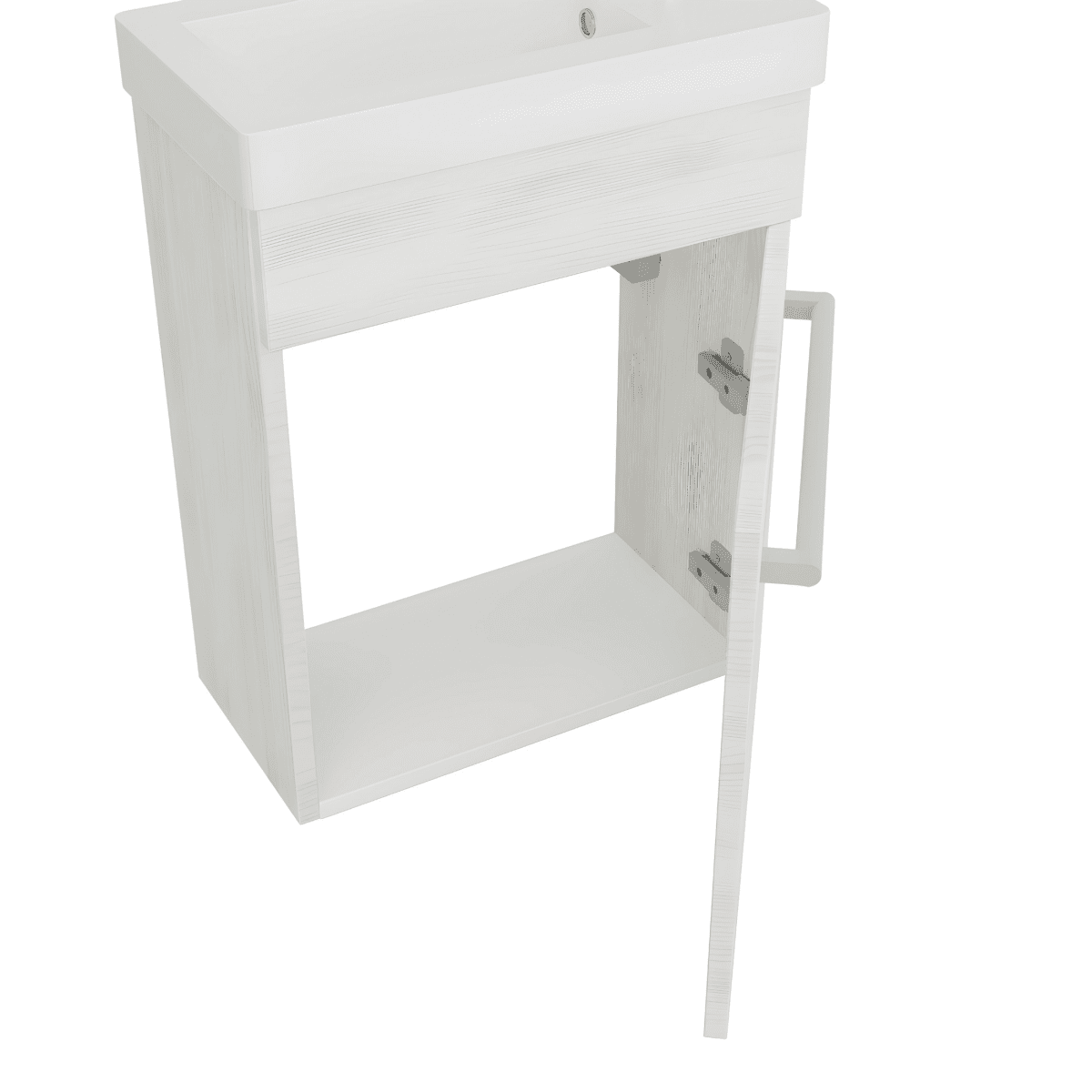 Mobile da bagno sospeso "Kalua" con lavabo in ceramica integrato e specchiera con mensola cm 42x23 105h - MondoViro