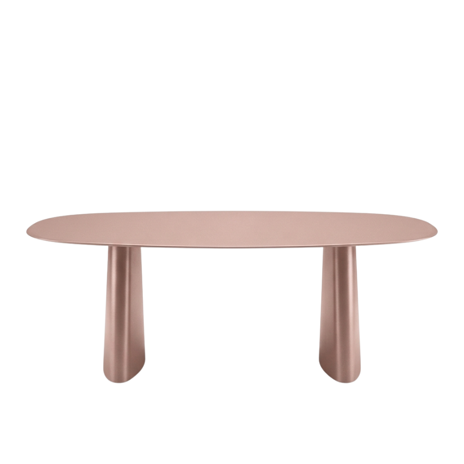 Tavolo fisso di design "Anuel" in vetro opaco e base scultorea in MDF cm 220x110 76h