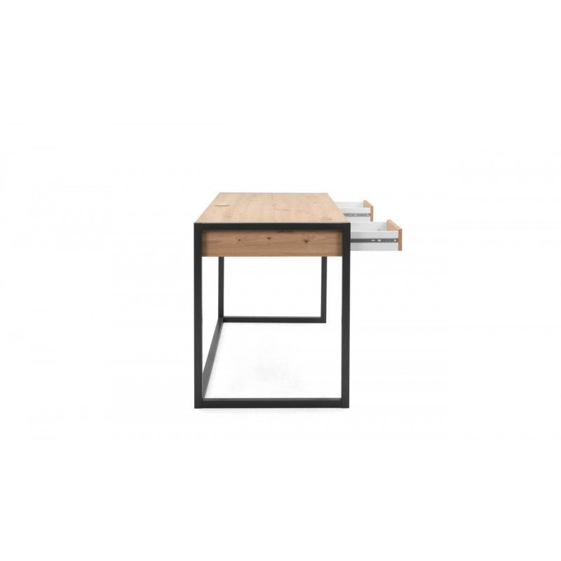 Scrivania moderna "Denver" quercia e antracite con 2 cassetti e 1 vano a giorno cm 120x60 75h - MondoViro