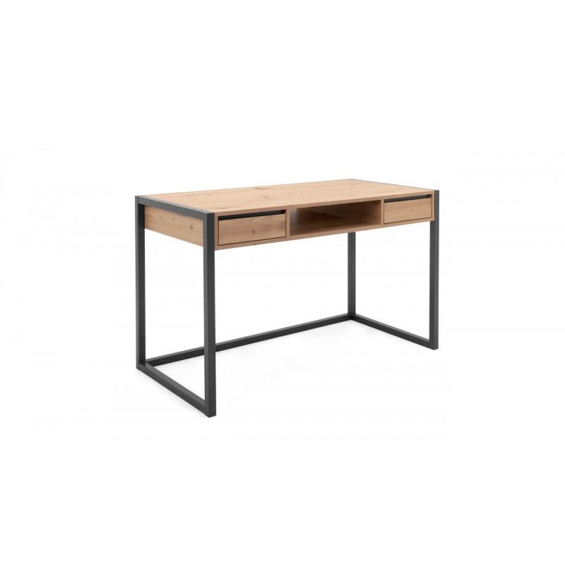 Scrivania moderna "Denver" quercia e antracite con 2 cassetti e 1 vano a giorno cm 120x60 75h - MondoViro