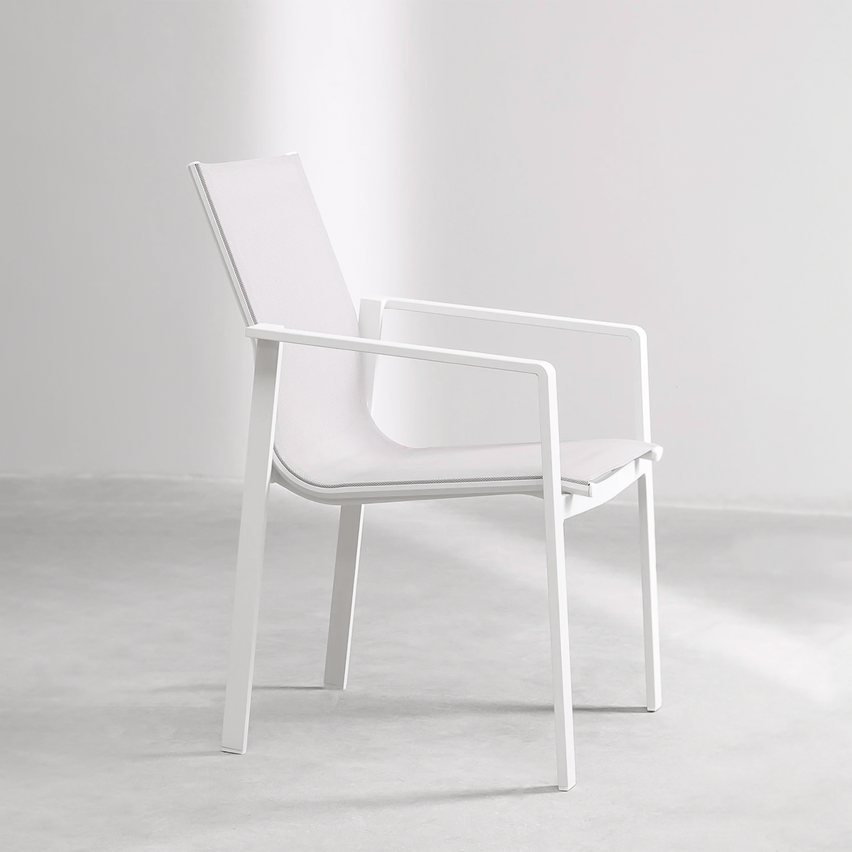 Sedia in alluminio Alu White poltrona con seduta in tessuto da giardino
