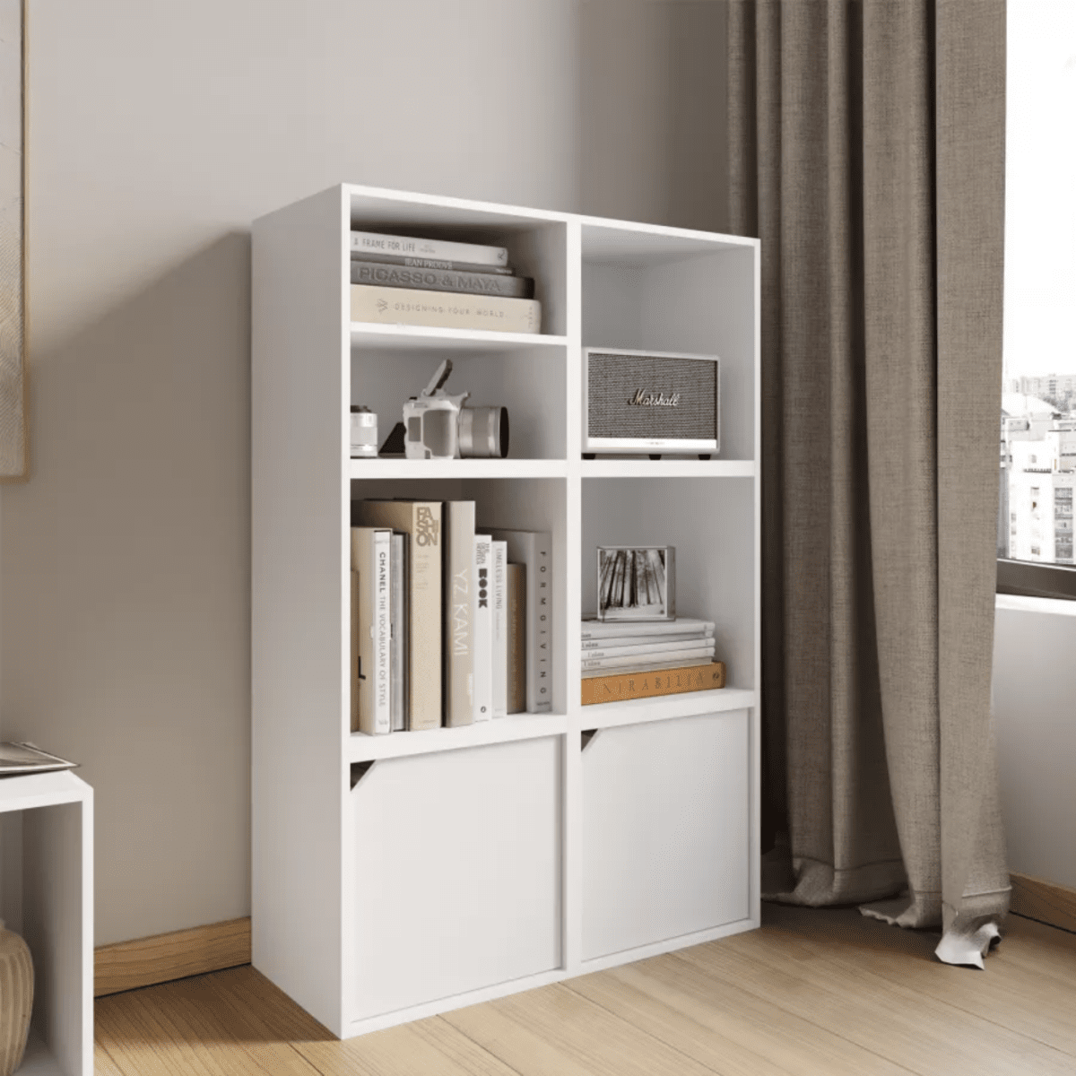 Mensola a giorno colorata "Cubo" in legno cm 35x35 29h - MondoViro