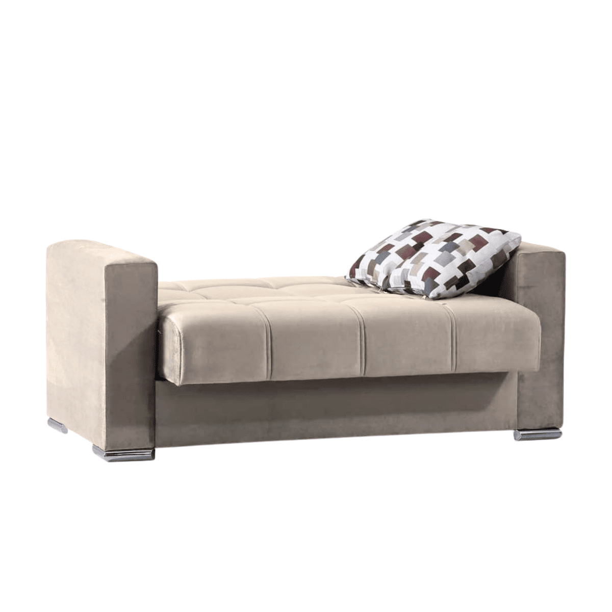 Divano 2 posti contenitore "Alba" in tessuto con piedi cromati cm 158x85 92h - MondoViro