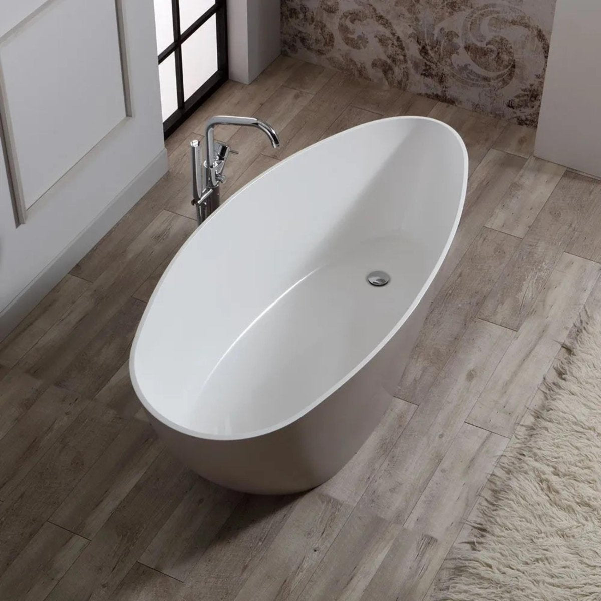Vasca da bagno freestanding "Roma" in marmo ricomposto cm 156x71 56h - MondoViro
