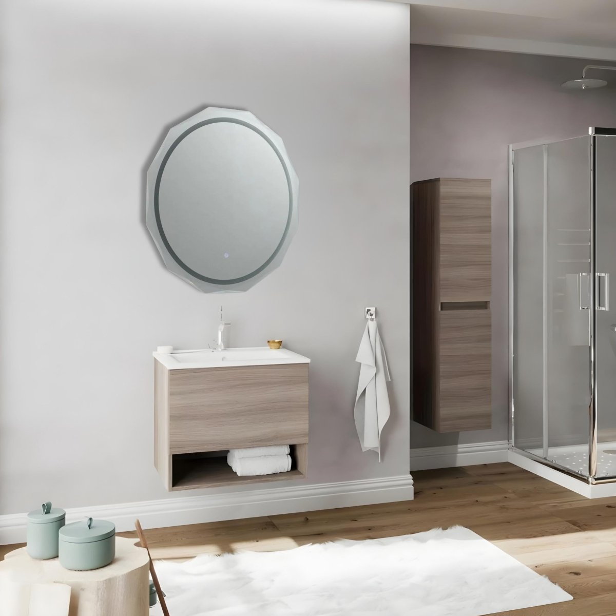 Specchio a led "Horizonte" con bordo sfaccettato e illuminato - MondoViro