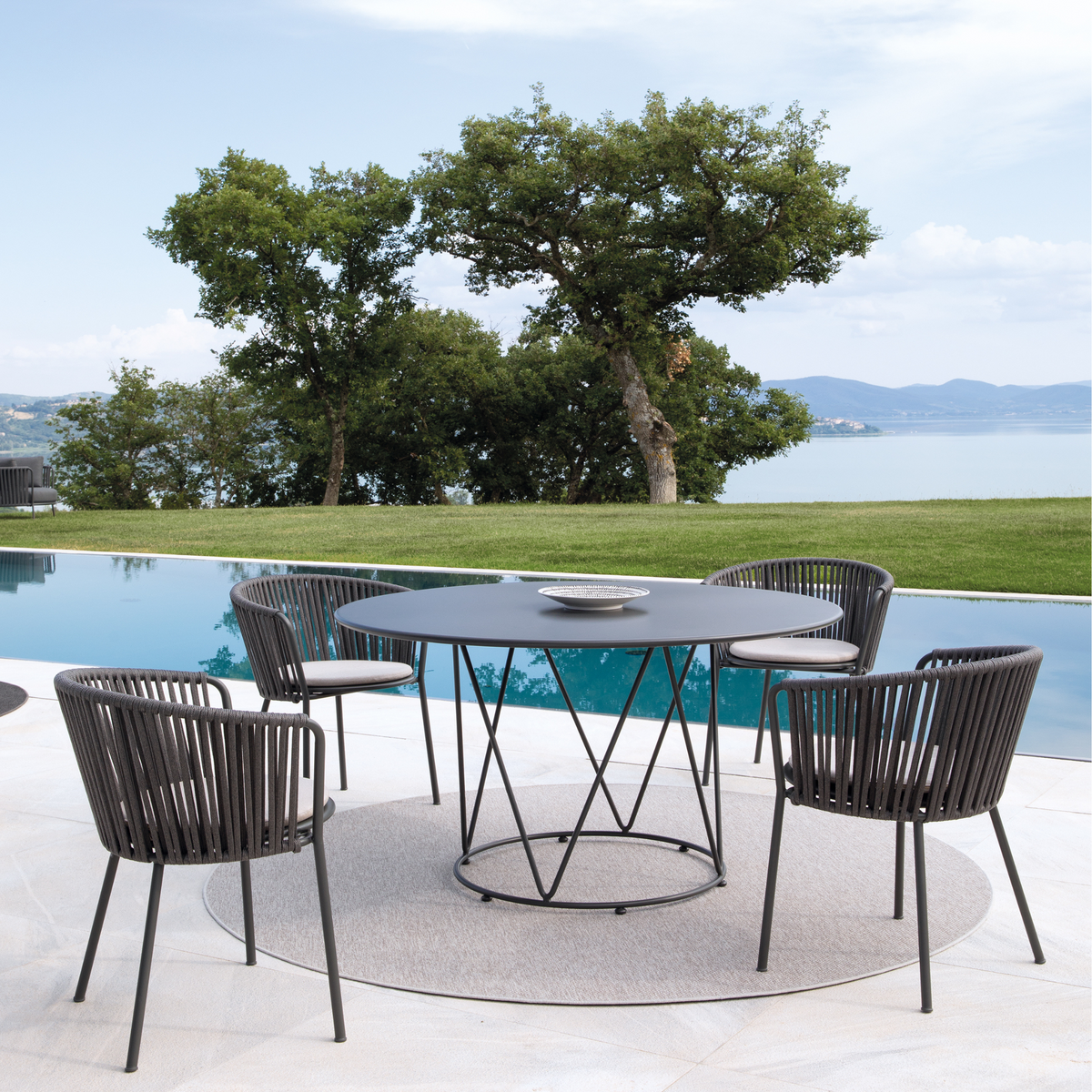 Set di sedie in acciaio inox e corda "Daisy Rope" da giardino cm 62x50 80h