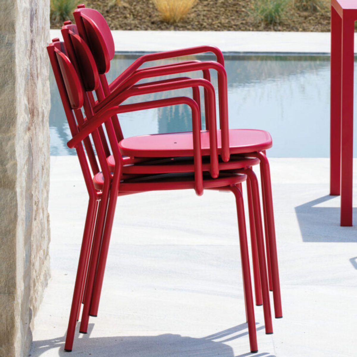 Sedie "Fox" da giardino in metallo verniciato impilabili cm 53x53 84h