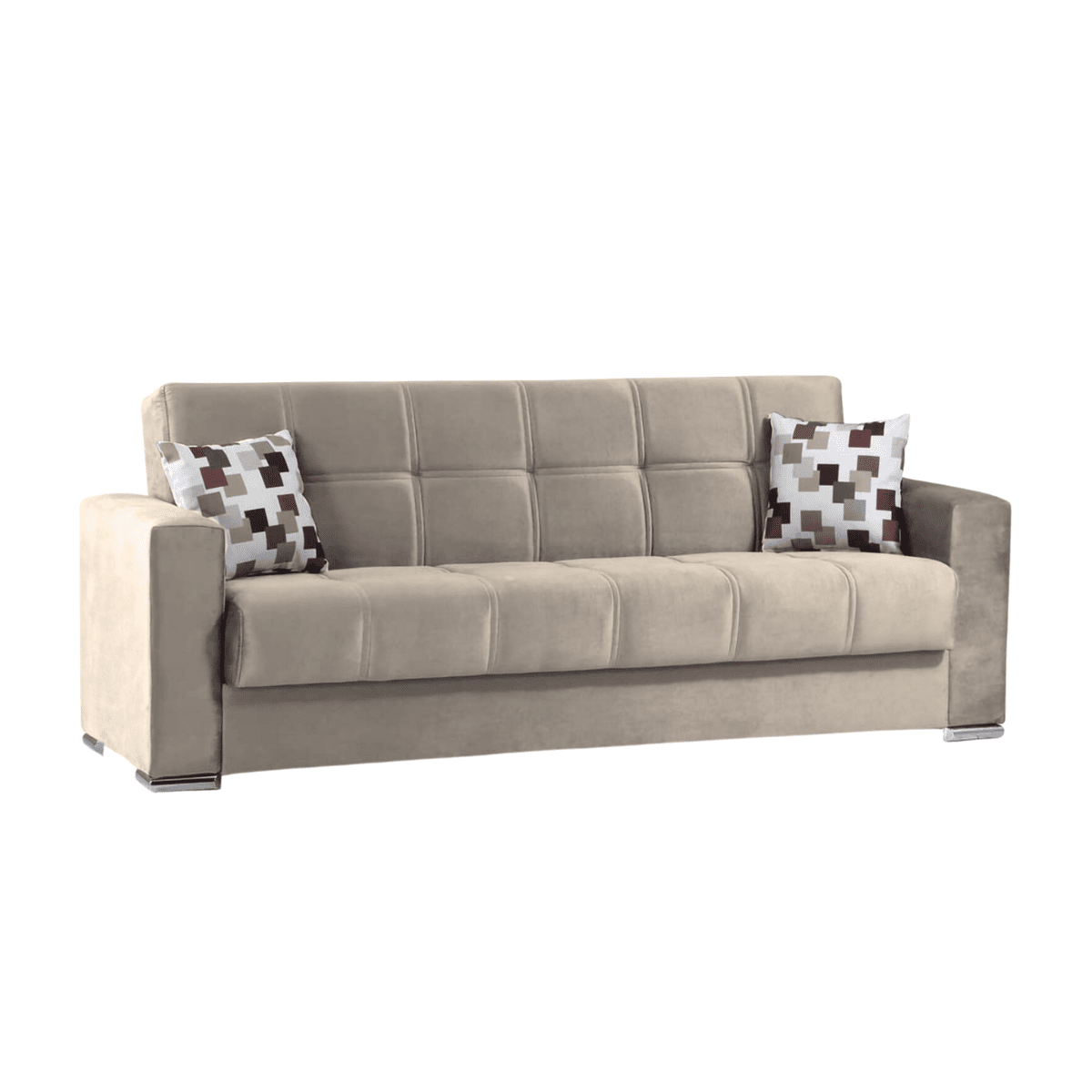 Divano letto 3 posti contenitore "Alba" in tessuto con piedi cromati cm 226x85 92h - MondoViro