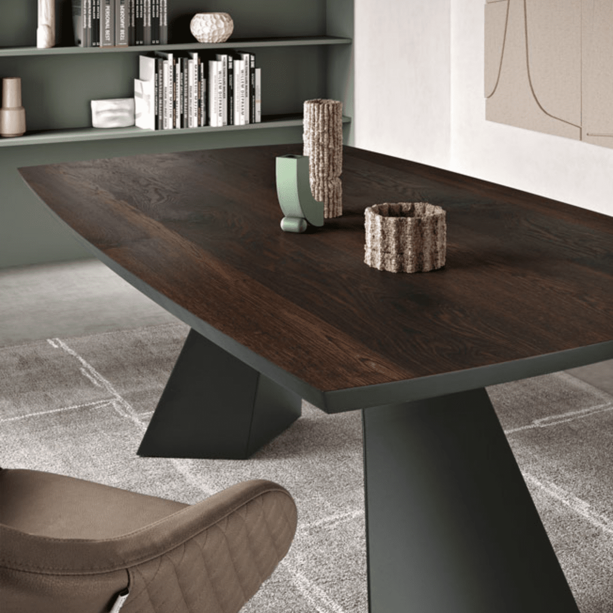 Tavolo allungabile moderno "Nora" con base in metallo e piano in rovere - MondoViro