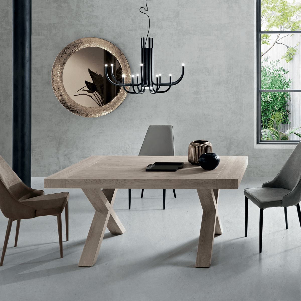 Tavolo allungabile da pranzo "Barton" con allunghe in laminato effetto legno cm 160/260x90 76h - MondoViro