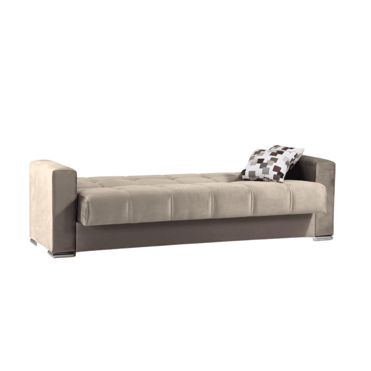 Divano letto 3 posti contenitore "Alba" in tessuto con piedi cromati cm 226x85 92h - MondoViro