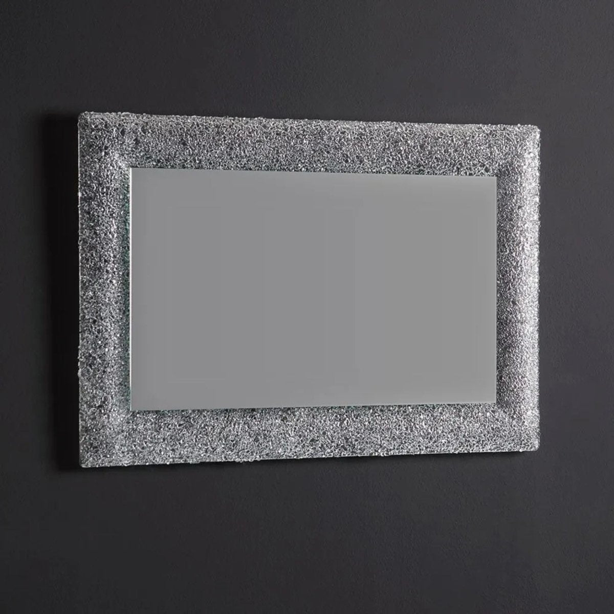 Specchio a led rettangolare "Serranova2" con cornice in graniglia di vetro cm 90x62 - MondoViro