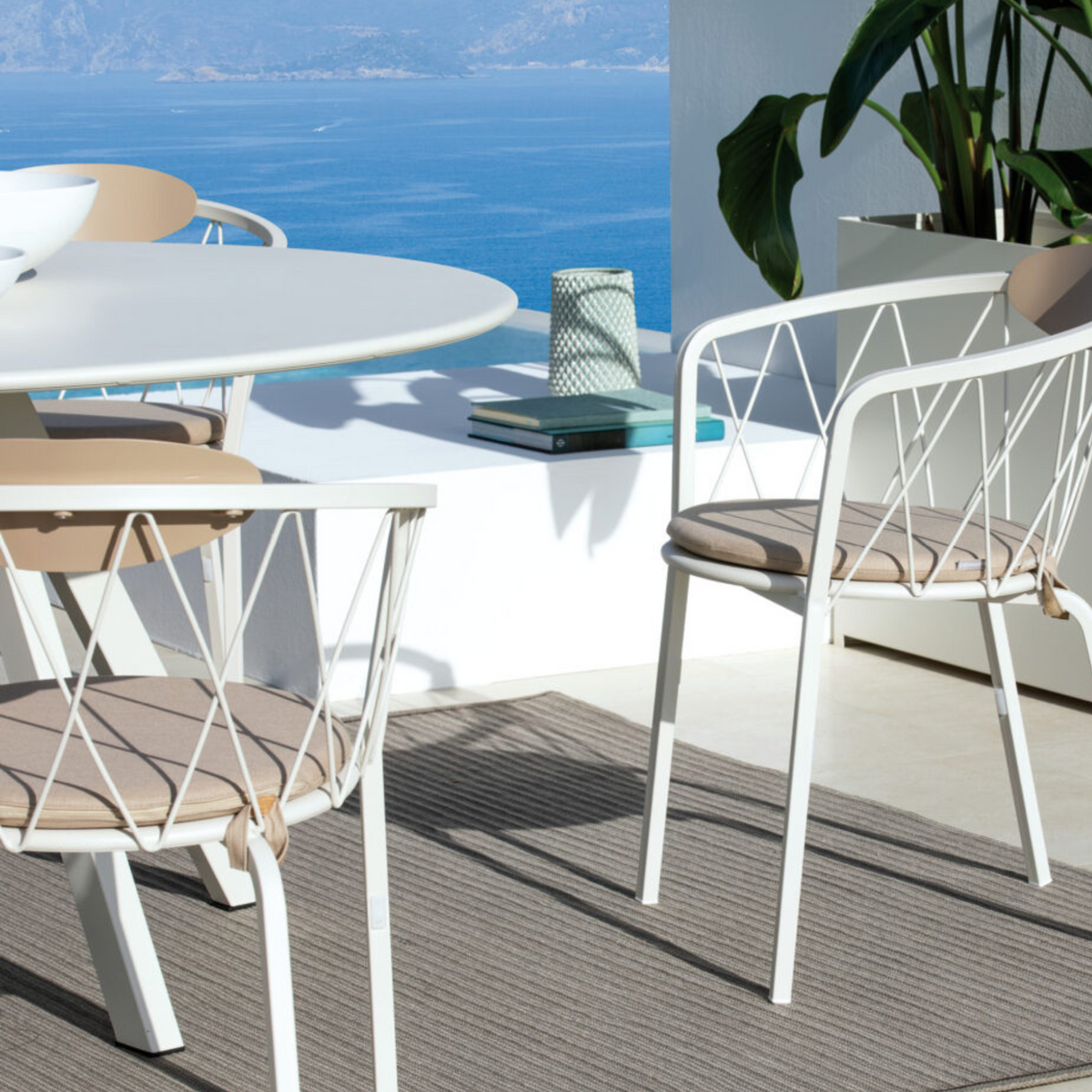 Tavolo tondo in metallo zincato "Daisy7" per giardino smontabile cm 130x130 75h