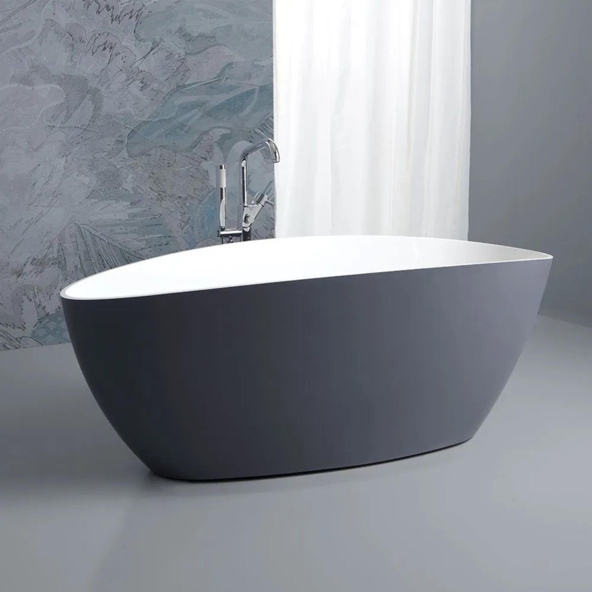 Vasca da bagno freestanding "Roma" in marmo ricomposto cm 156x71 56h - MondoViro