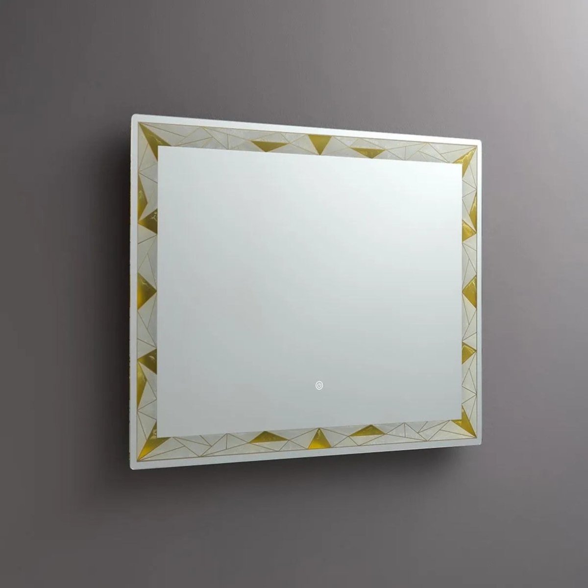 Specchio a led da parete "Mosaic" touch con inserti satinati e colorati - MondoViro