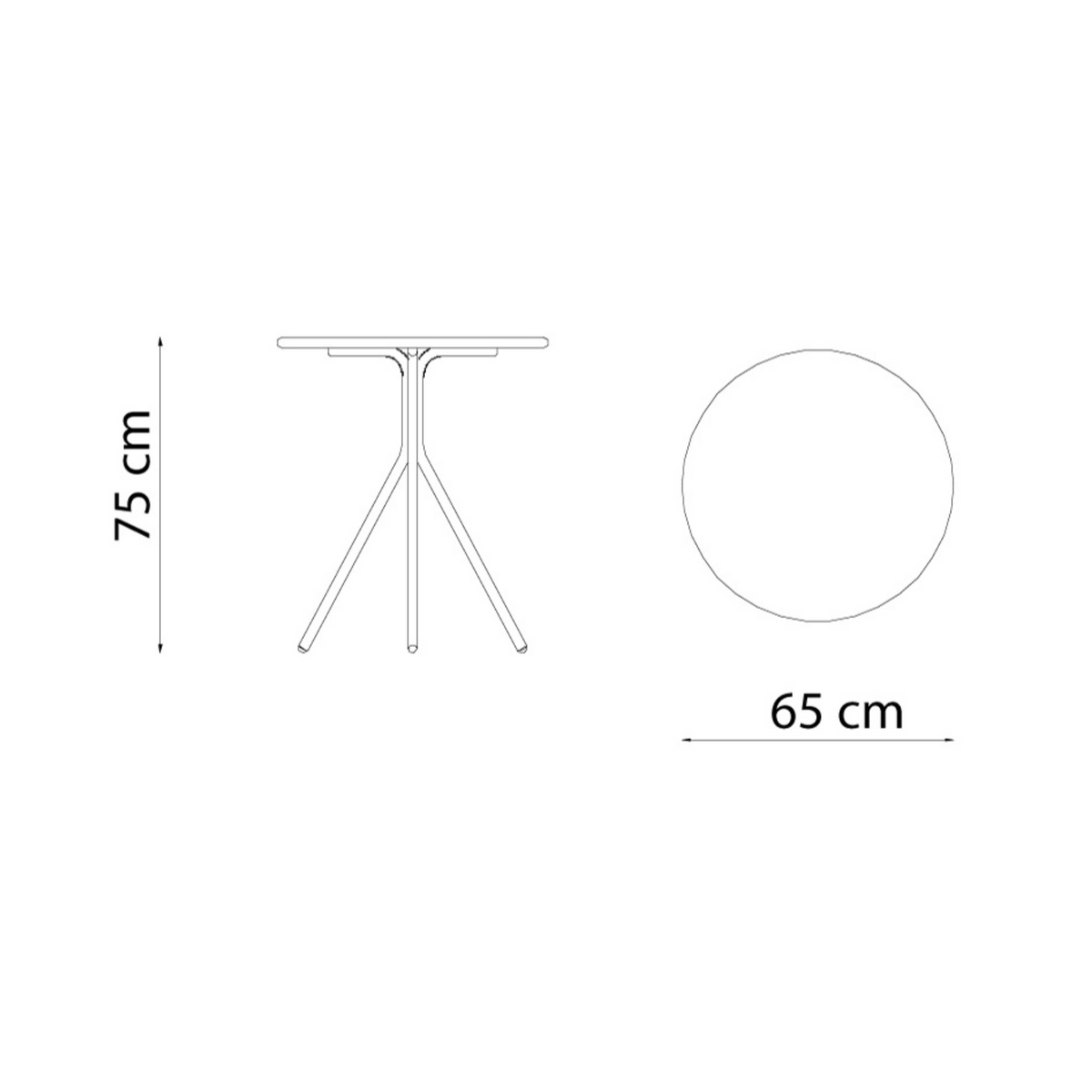 Tavolo tondo in metallo zincato "Twist15" per giardino smontabile h 75 cm