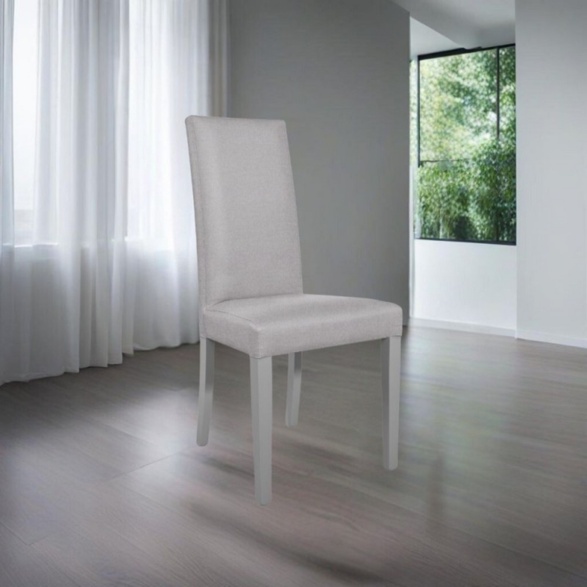 Set di sedie da pranzo "Nancy" imbottite in tessuto Soro con gambe in legno cm 47x47 101h