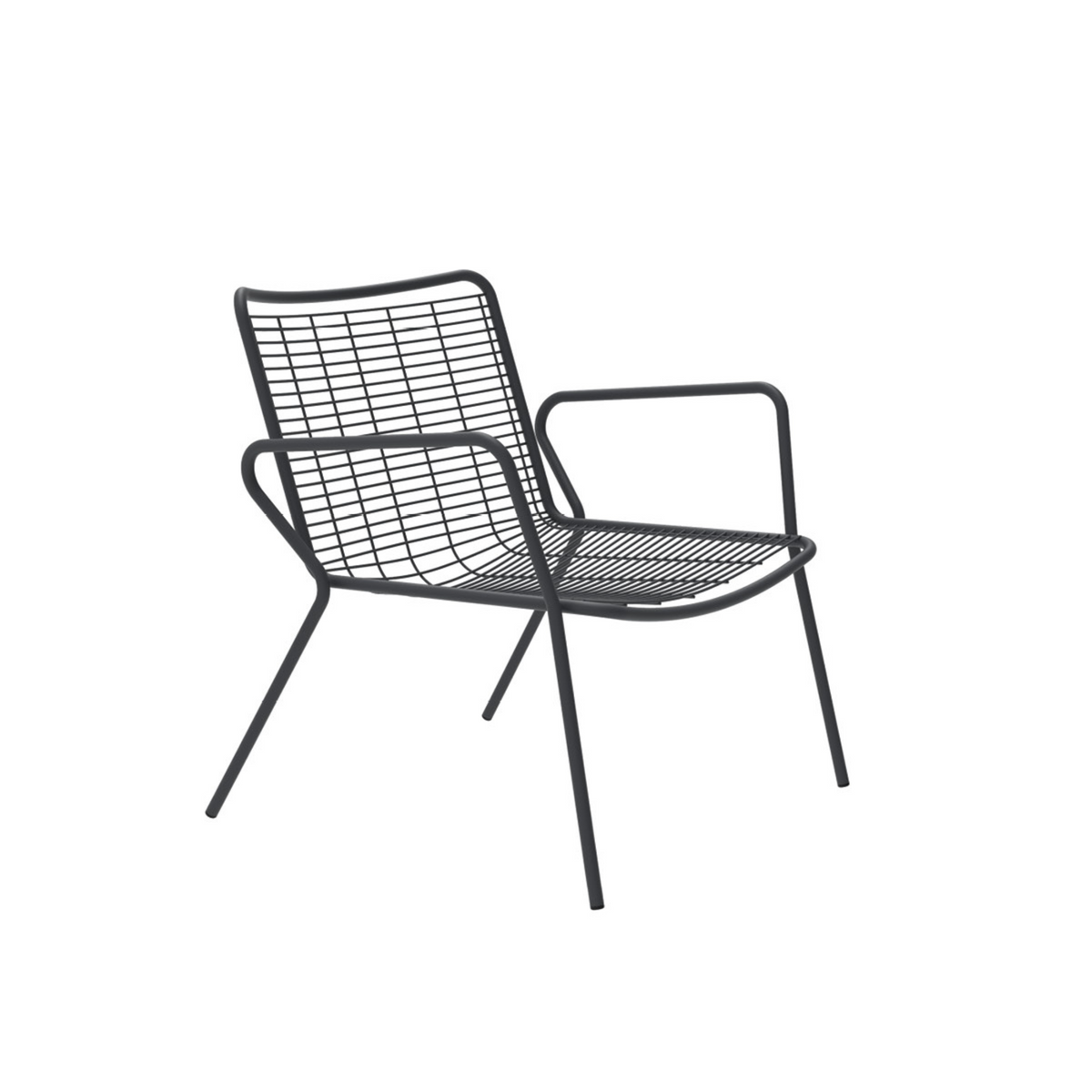 Poltrona bassa in metallo verniciato "Roma" sedia lounge da giardino cm 72x74 78h
