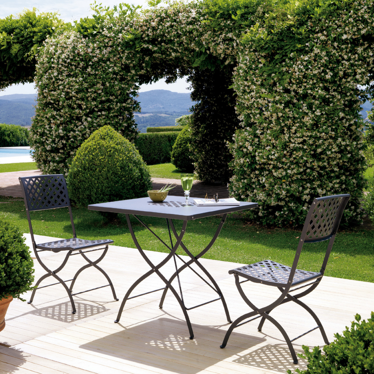 Set 4 Pz sedie pieghevoli moderne in metallo "Springtime" da giardino cm 45x56 90h