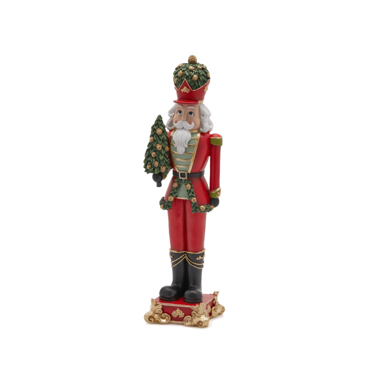Soldatino natalizio con pino decorativo integrato arricchito con glitter cm 41h - MondoViro