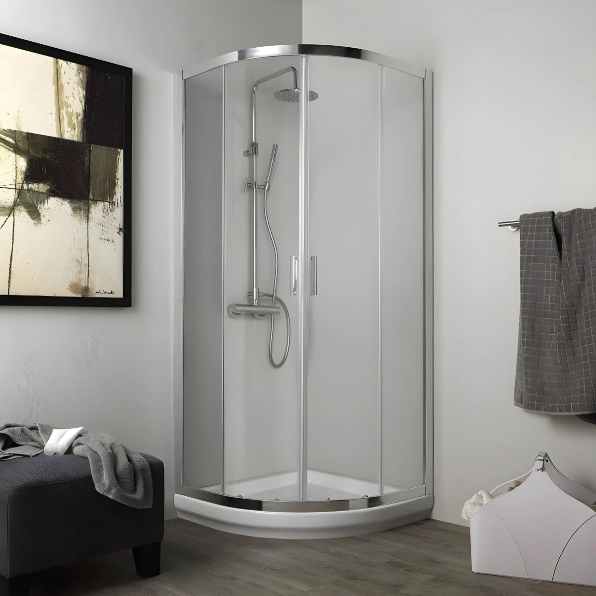 Box doccia stondato semicircolare "Lima" in vetro temperato trasparente cm 80x80 185h - MondoViro