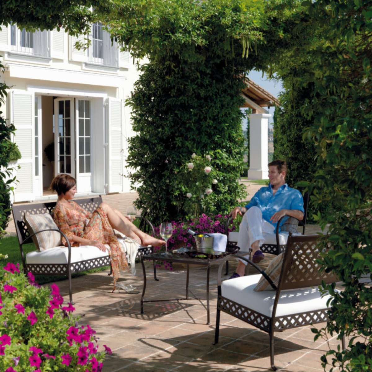 Divano da esterno in metallo "Springtime" panca lounge cm 124x75 83h