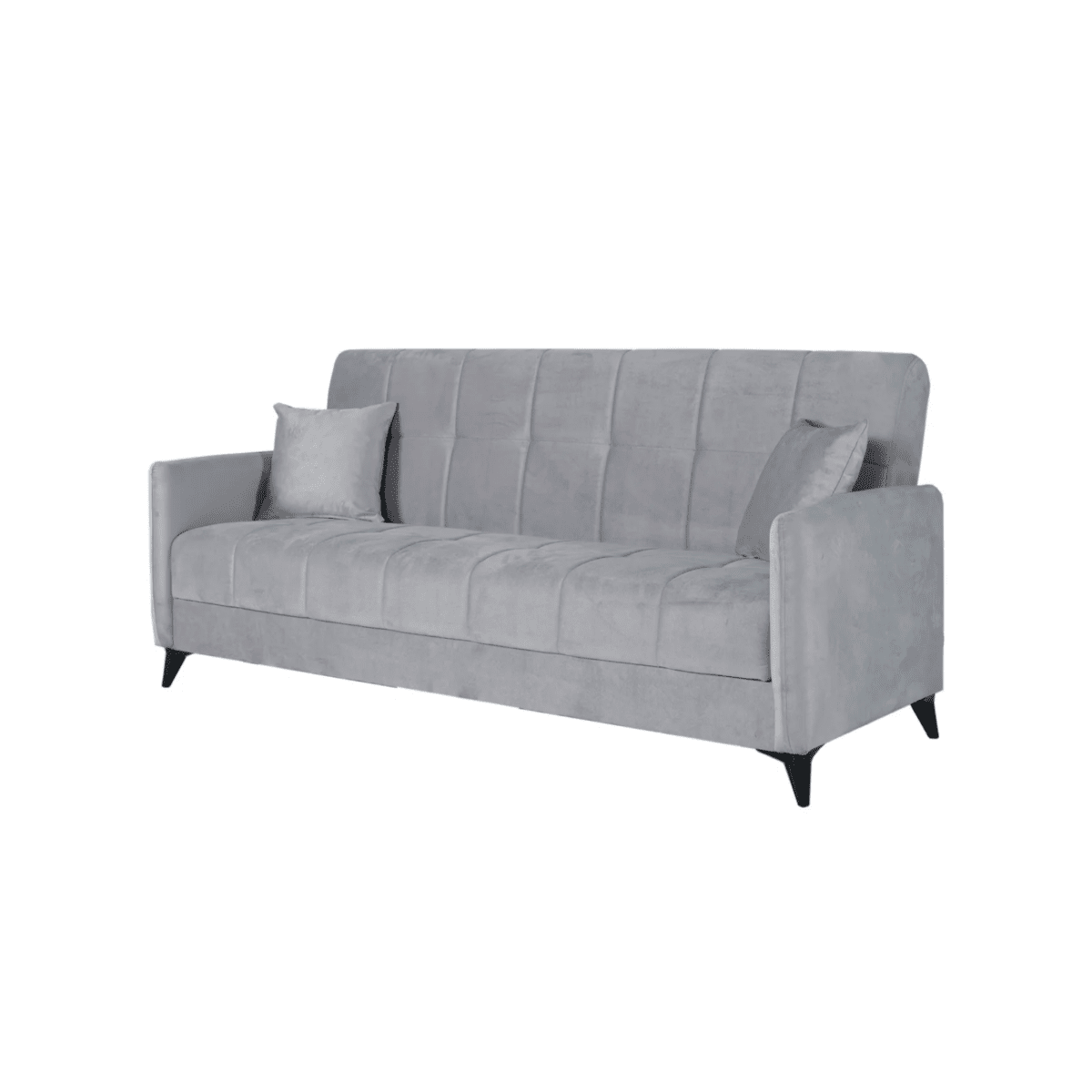 Divano letto a 3 posti contenitore "Santi Bacos" in velluto con 2 cuscini cm 211x92 98h - MondoViro