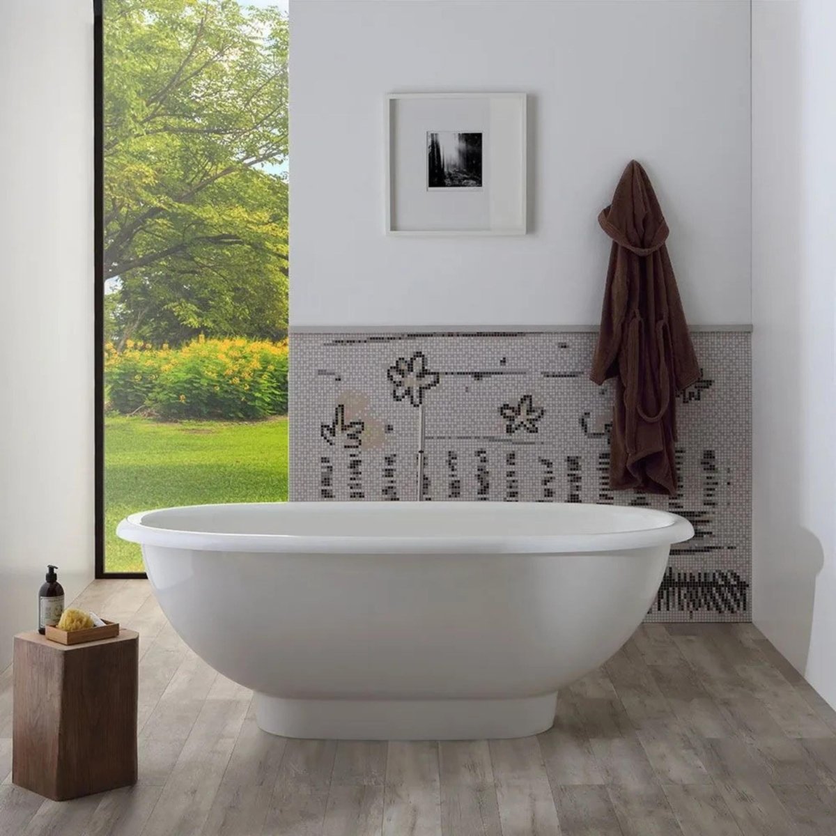 Vasca da bagno ovale freestanding "Rossana" in marmo ricomposto cm 181x80 63,3h - MondoViro