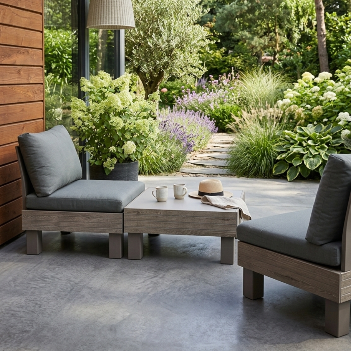 Set modulare da esterno "Elements" color Ashwood/Cappuccino facile da assemblare
