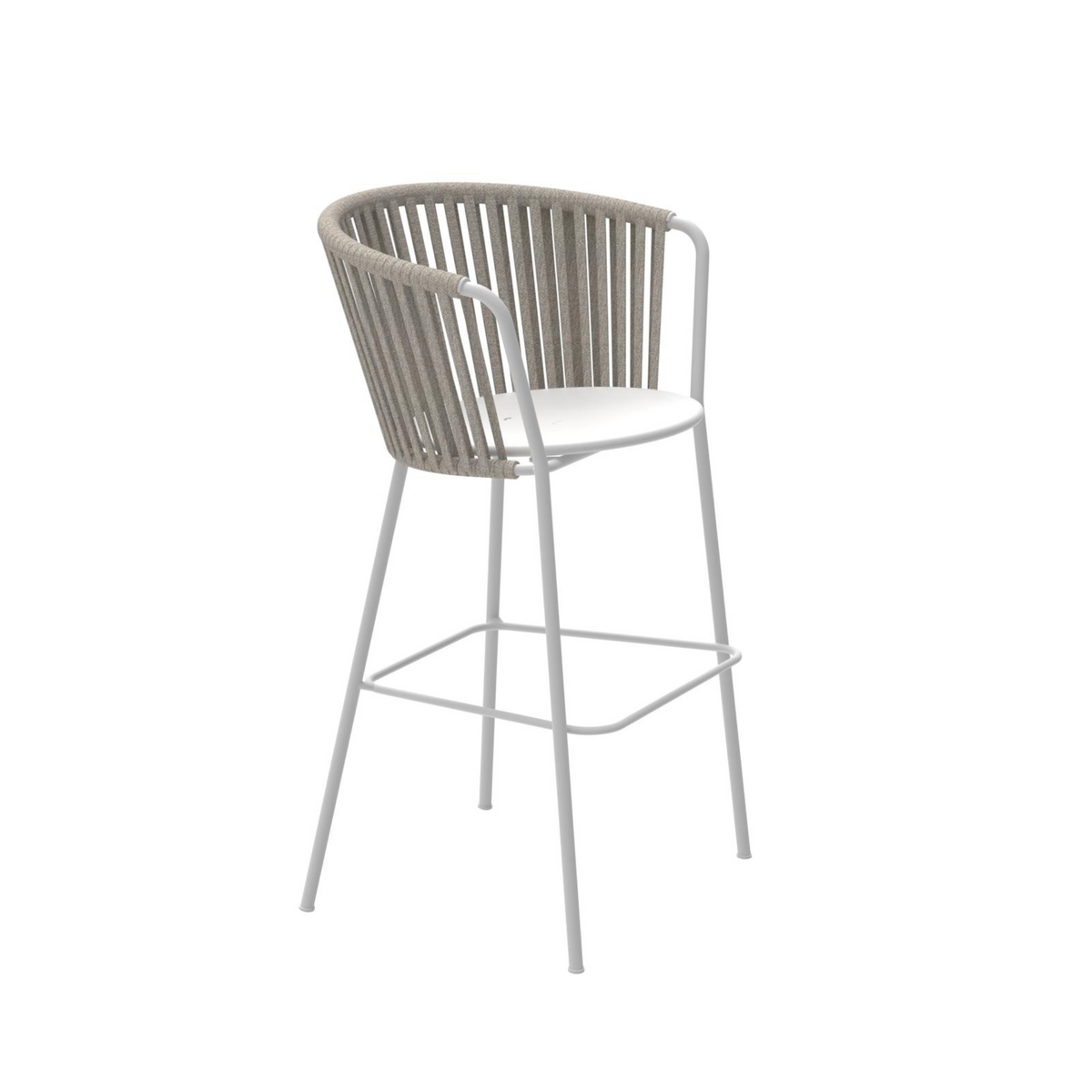Sgabello alto in acciaio inox e corda "Daisy Rope" da giardino cm 62x53 104h