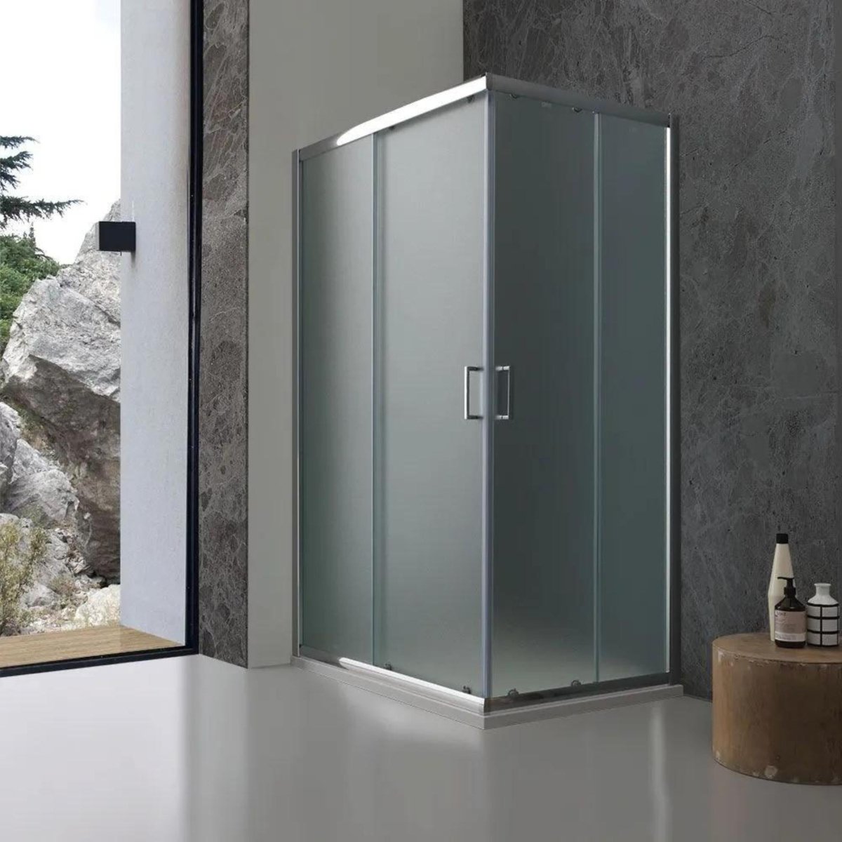 Box doccia con ante scorrevoli "Genova Two" in vetro temperato opaco h 185 cm - MondoViro