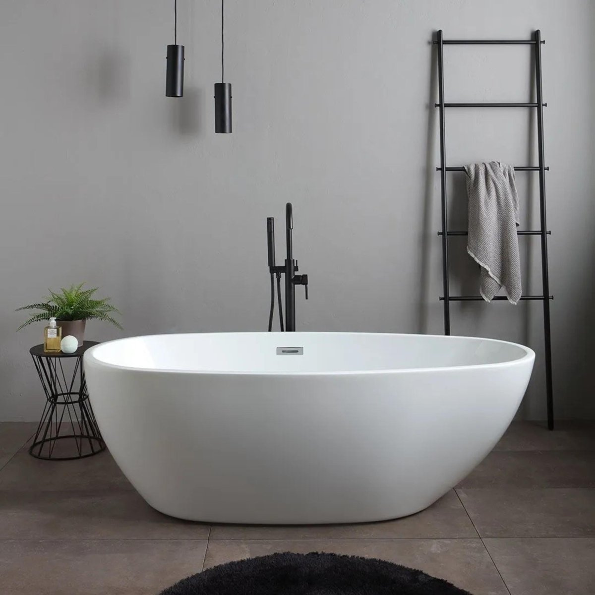 Vasca da bagno a centro stanza "Arianna" in acrilico bianco cm 170x80 55h - MondoViro