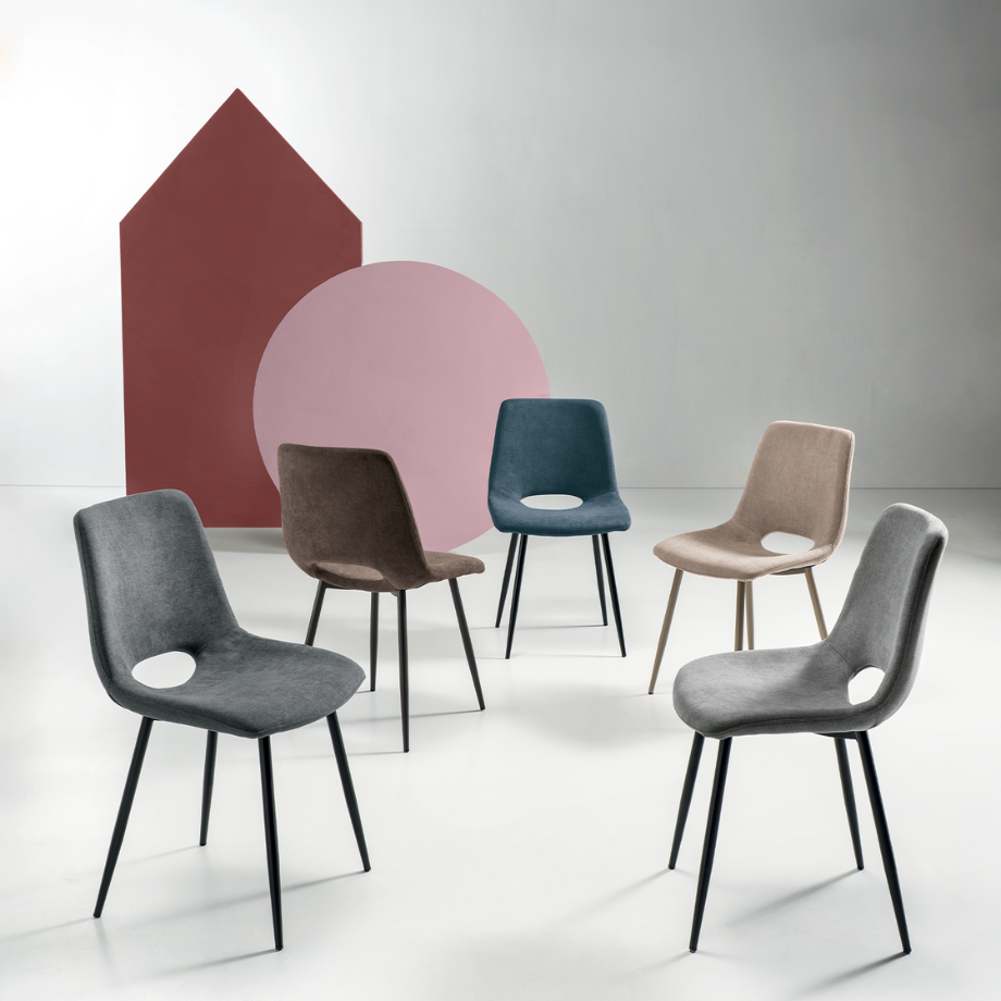 Set 4 sedie in tessuto "Echo" con struttura in metallo cm 48x53 86h
