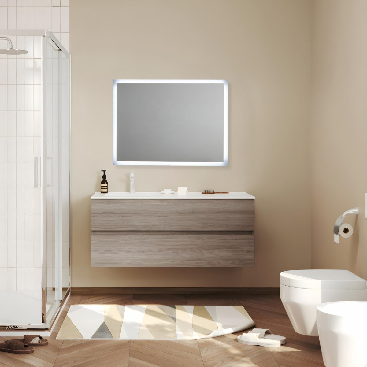 Specchio con cornice led "Bend" rettangolare reversibile cm 80x60 - MondoViro