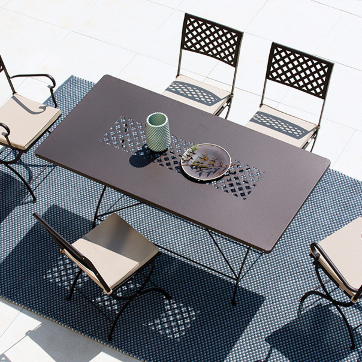 Set 4 Pz sedie pieghevoli moderne in metallo "Springtime" da giardino cm 45x56 90h