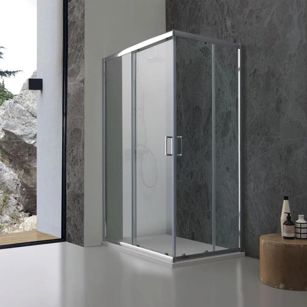 Box doccia con ante scorrevoli "Genova Two" in vetro temperato trasparente h 185 cm - MondoViro