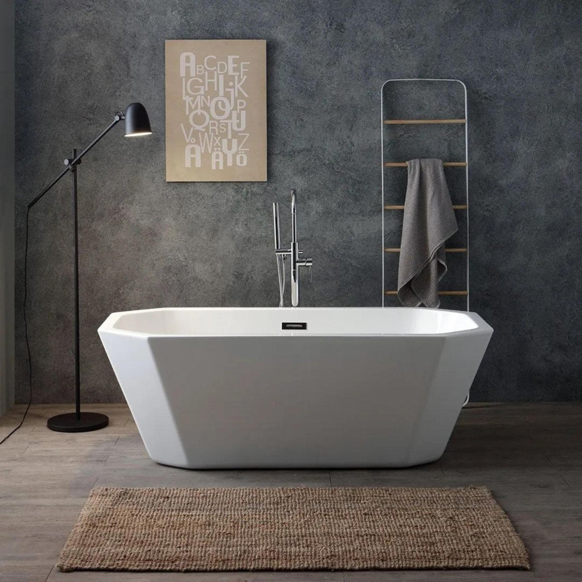 Vasca da bagno ottagonale autoportante "Beatrice" in acrilico bianco cm 161x74 56h - MondoViro
