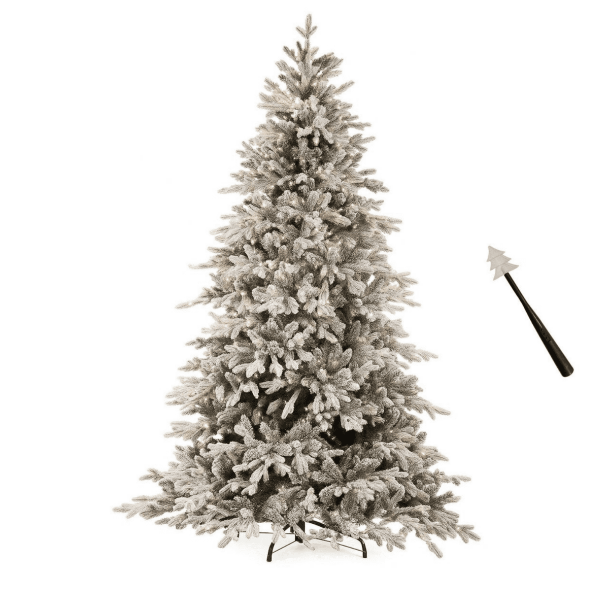 Albero di Natale innevato "Cristalgem" con Led e bacchetta magica in PE Effetto Real Touch + PVC + Flock - MondoViro