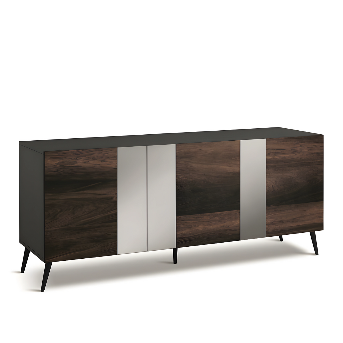 Madia moderna 3 ante già assemblata "Isabel" in legno inserti specchio cm 180x50 80h