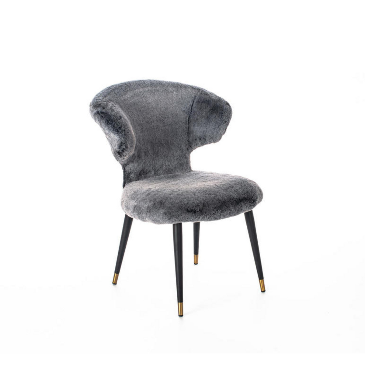 Poltrona imbottita in pelliccia sintetica "Elena" con gambe in metallo cm 66x64 87h