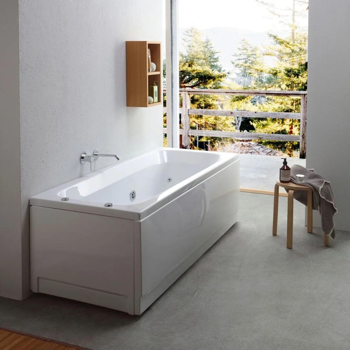 Vasca da bagno idromassaggio ad angolo "Elsa" in acrilico bianco cm 170x70 58h - MondoViro