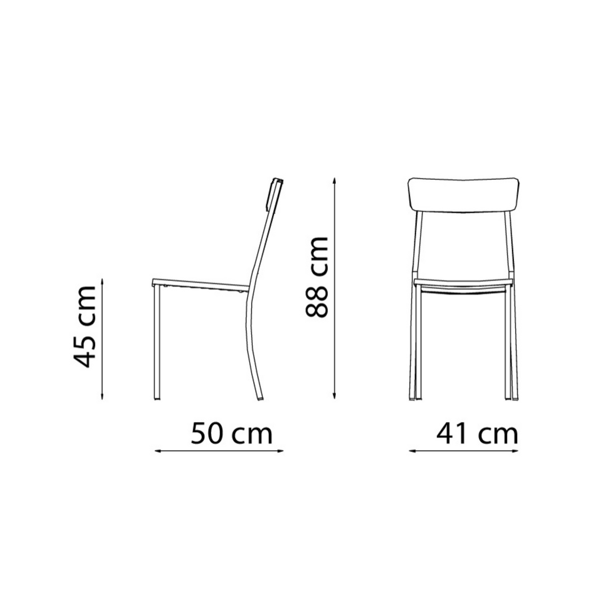 Set di sedie moderne in metallo verniciato "Mogan" da giardino impilabili cm 47x52 85h