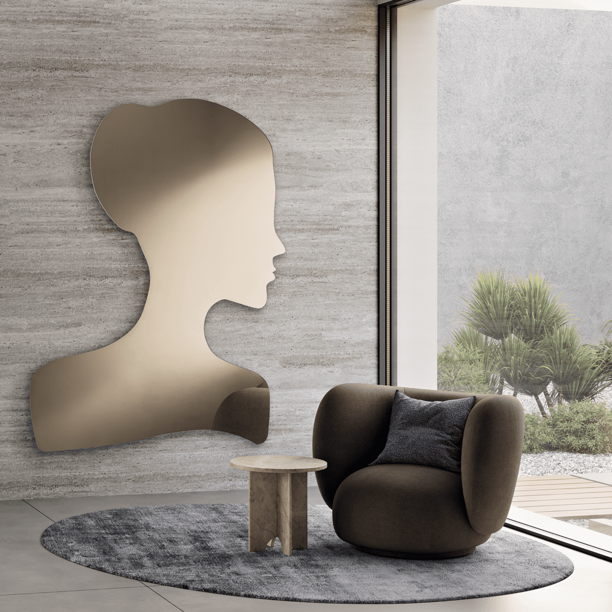 Specchio sagomato "Diva Specchiata" con volto di donna cm 125x160h - MondoViro