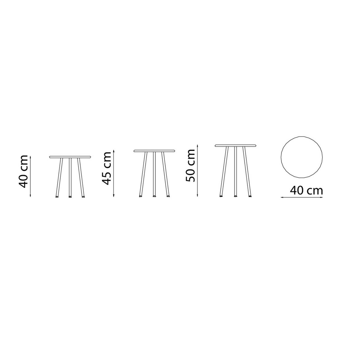 Set di 3 tavoli bassi in metallo "Daisy" tavolo da caffè per giardino cm 40x40