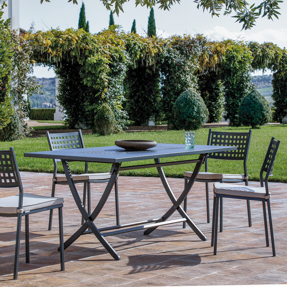 Tavolo rettangolare pieghevole "Vegas" in metallo zincato per giardino h 75 cm