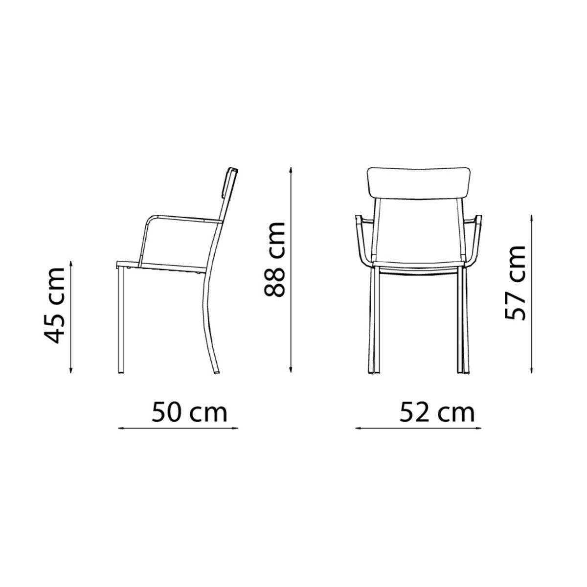 Set di 4 sedie in metallo verniciato "Mogan" da giardino impilabili cm 52x50 88h
