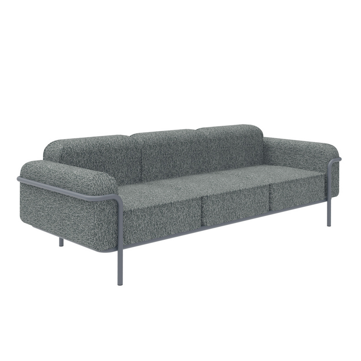 Divano 3 posti in tessuto imbottito "Hug" struttura in metallo da giardino cm 235x94 75h