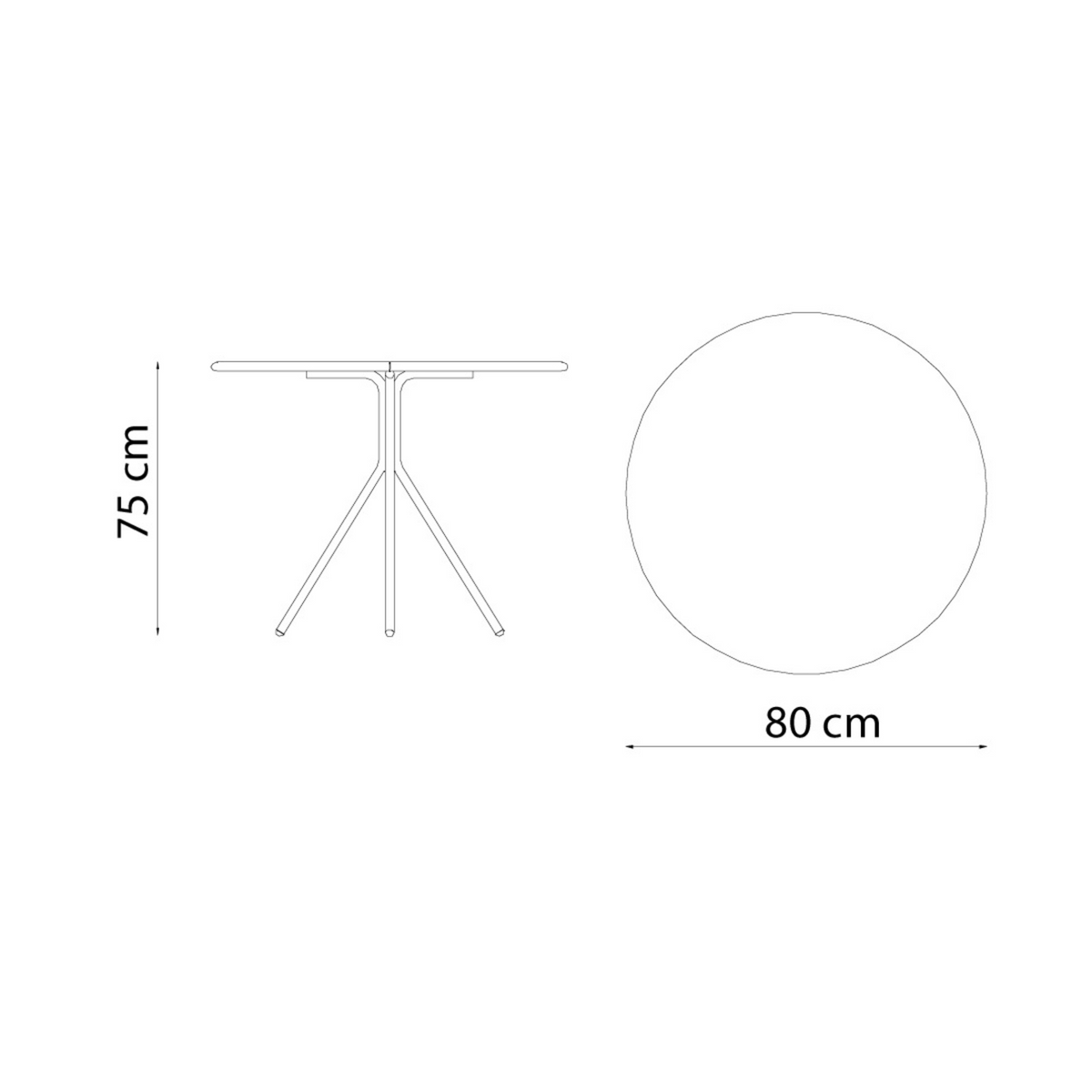 Tavolo tondo in metallo zincato "Twist15" per giardino smontabile h 75 cm