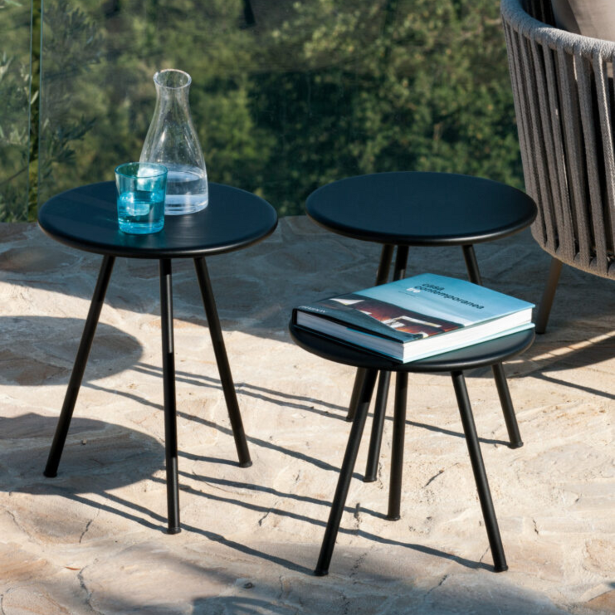 Set di 3 tavoli bassi in metallo "Daisy" tavolo da caffè per giardino cm 40x40