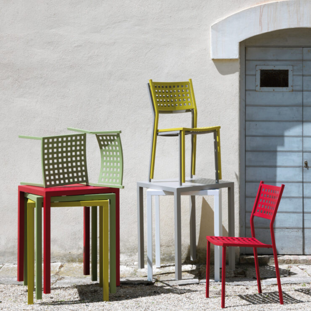 Sedie in metallo da giardino "Alice" con braccioli impilabile cm 53x53 85h